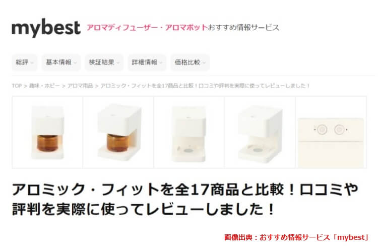≪メディア掲載≫mybestに『AROMIC fit（アロミック・フィット）』を掲載、比較レビューしていただきました！